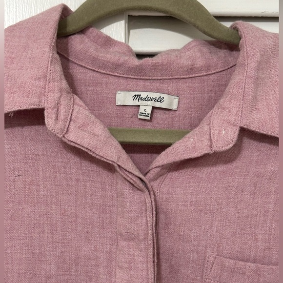 Madewell Flannel Classic Ex-Boyfriend Button-Back Shirt Pink (Large) - Picture 4 of 8